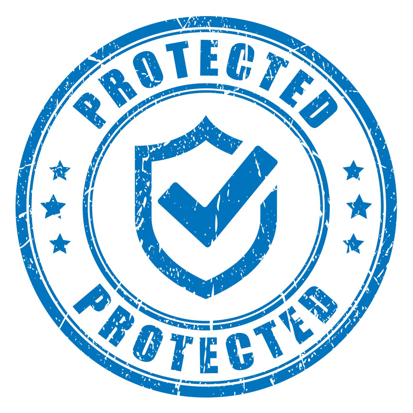 Protected,Abstract,Blue,Vector,Seal,Illustration,Isolated,On,White,Background